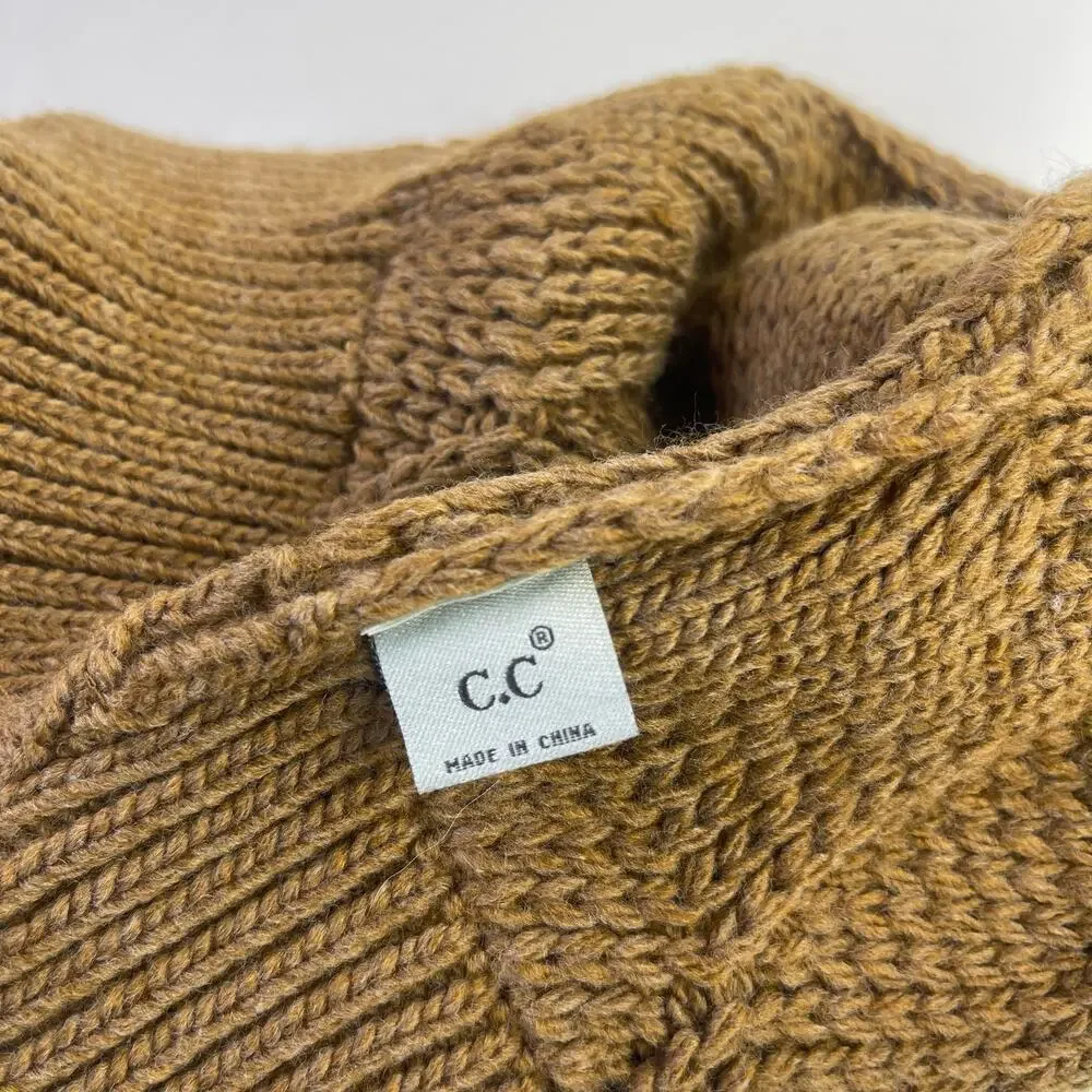 C.C. Caramel Brown Tan Cable Knit Women's Warm Beanie NEW WITH TAGS